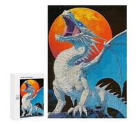 Puzzle 300 PCS pour Adolescents White Dragon Roaring at The Moon Jeux De Puzzle Relaxants, Défi Difficile, Cadeaux Uniques pour Anniversaire Et Noël 300 PCS