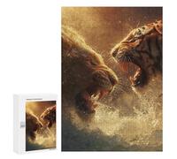 Puzzle 300 PCS pour Adolescents Wild Cats Battle Puzzles pour Adultes : Améliorent La Mémoire, Difficiles Et Stimulants, Cadeaux De Noël Et d'anniversaire 300 PCS