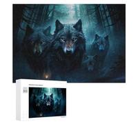 Puzzle 300 PCS pour Adolescents Wolf Pack in Moonlit Forest Puzzles pour Adultes Jeu Familial Course De Vitesse Manuelle Cadeaux Anti-Stress 300 PCS