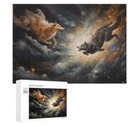 Puzzle 300 PCS pour Adolescents Wolves in The Cosmic Sky Puzzle pour Adultes Jeu De Réflexion, Analyse Et Logique, Idéal comme Cadeau 300 PCS