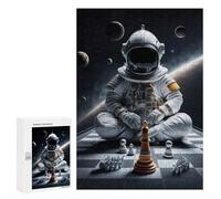 Puzzle 300 PCS pour Adultes Astronaut in Space Playing Chess Puzzles pour Adultes - Jouets À Monter Soi-même, Amusants Et Humoristiques pour Un Anniversaire Ou Noël 300 PCS