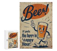 Puzzle 300 PCS pour Adultes Beer Happy Hour Sign Puzzle Anti-Stress, Jouet pour S'amuser en Famille, Cadeau Anti-Stress 300 PCS