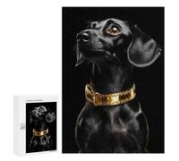 Puzzle 300 PCS pour Adultes Black & Gold Dachshund Puzzle Casse-tête Jeu De Réflexion Difficile Offrez-Le en Cadeau À Toute La Famille 300 PCS