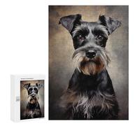 Puzzle 300 PCS pour Adultes Black Miniature Schnauzer Portrait Puzzle Anti-Stress, Jouet pour S'amuser en Famille, Cadeau Anti-Stress 300 PCS