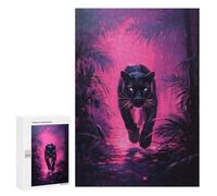 Puzzle 300 PCS pour Adultes Black Panther in Neon Jungle Puzzle pour Adultes, Jouet, Décoration Murale, Cadeau Anti-Stress 300 PCS