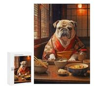 Puzzle 300 PCS pour Adultes Bulldog in Kimono at Dinner Puzzle Casse-tête Jeu De Réflexion Difficile Offrez-Le en Cadeau À Toute La Famille 300 PCS