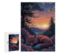 Puzzle 300 PCS pour Adultes Cute Fox Sleeping Sakura Puzzle pour Adultes Jeu Manuel Décoration Murale Aide À Stimuler Le Cerveau 300 PCS