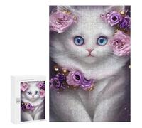Puzzle 300 PCS pour Adultes Cute White Kitten Portrait Puzzles pour Adultes - Jouets À Monter Soi-même, Amusants Et Humoristiques pour Un Anniversaire Ou Noël 300 PCS