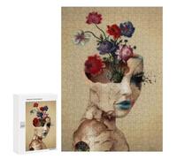 Puzzle 300 PCS pour Adultes Floral Head Woman Art Print Puzzle Casse-tête Jeu De Réflexion Difficile Offrez-Le en Cadeau À Toute La Famille 300 PCS