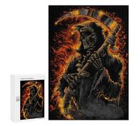 Puzzle 300 PCS pour Adultes Grim Reaper in Flames Puzzles pour Adultes - Jouets À Monter Soi-même, Amusants Et Humoristiques pour Un Anniversaire Ou Noël 300 PCS