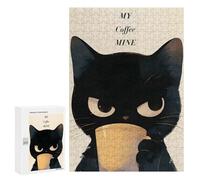 Puzzle 300 PCS pour Adultes Grumpy Cat Coffee - Cat Drinking Coffee Puzzle pour Adultes Jeux Relaxants Analyse Et Logique Réduction du Stress Cadeaux 300 PCS