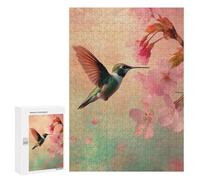 Puzzle 300 PCS pour Adultes Hummingbird and Cherry Blossoms Art Puzzle Anti-Stress, Jouet pour S'amuser en Famille, Cadeau Anti-Stress 300 PCS