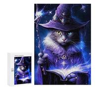 Puzzle 300 PCS pour Adultes Magical Wizard Cat Art Print Puzzle Casse-tête Jeu De Réflexion Difficile Offrez-Le en Cadeau À Toute La Famille 300 PCS