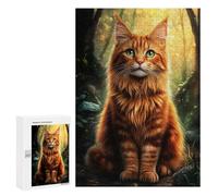 Puzzle 300 PCS pour Adultes Norwegian Forest Cat in Forest Puzzle Anti-Stress, Jouet pour S'amuser en Famille, Cadeau Anti-Stress 300 PCS