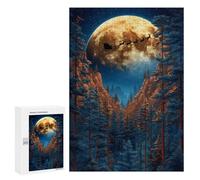 Puzzle 300 PCS pour Adultes Santas Flight Through Forest Puzzles pour Adultes - Jouets À Monter Soi-même, Amusants Et Humoristiques pour Un Anniversaire Ou Noël 300 PCS