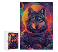 Puzzle 300 PCS pour Adultes Wolf Astronaut Space Puzzle pour Adultes Jeux Relaxants Découpe De Précision Idéal comme Cadeau pour Toute La Famille 300 PCS