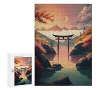 Puzzle 300 PCS pour les Adolescents Torii Gate in The Lake Puzzle Jeux Famille Assemblage Modèles Anniversaire Et Noël 300 PCS