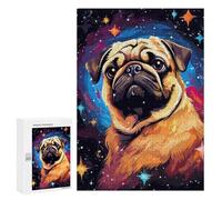 Puzzle 300 PCS Pug in Space Pixel Art Puzzles pour Adultes, Jouet, Décoration Murale, Cadeau d'anniversaire, Idéal pour Toute La Famille 300 PCS