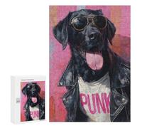 Puzzle 300 PCS Punk Dog Fashion Art Print-2 Puzzles pour Adultes - Cadeau d'anniversaire - Jeu Difficile Et Stimulant - Cadeaux