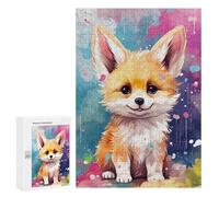 Puzzle 300 PCS Rainbow Fox Cub Art Print Puzzle pour Adolescents Améliorez Votre Mémoire Entraînez Votre Cerveau Et Vos Mains Jouets Addictifs pour Cultiver La Patience 300 PCS