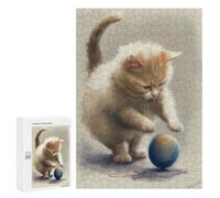 Puzzle 300 PCS Red Cat Jumps on Ball Puzzles pour Adultes, Jouet, Décoration Murale, Motif À Assembler, Idéal comme Cadeau pour Toute La Famille 300 PCS