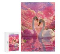 Puzzle 300 PCS Romantic Swan Lake Scene Puzzles pour Adultes - Cadeau d'anniversaire - Jeu Difficile Et Stimulant - Cadeaux