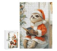 Puzzle 300 PCS Sloth Santa Reading Puzzles pour Adultes, Jouet, Décoration Murale, Motif À Assembler, Idéal comme Cadeau pour Toute La Famille 300 PCS