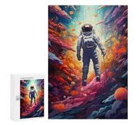 Puzzle 300 PCS Space Explorer Astronaut in Alien Landscape Puzzle pour Adolescents Améliorez Votre Mémoire Entraînez Votre Cerveau Et Vos Mains Jouets Addictifs pour Cultiver La Patience 300 PCS