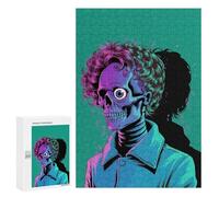 Puzzle 300 PCS Stylish Skeleton with Curly Hair Puzzles pour Adultes, Jouet, Décoration Murale, Difficile, Difficile, Cadeaux Uniques pour Anniversaire Et Noël 300 PCS