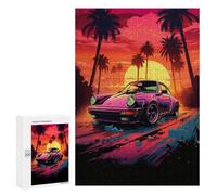 Puzzle 300 PCS Sunset Drive Tropical Luxury Car Art Puzzles pour Adultes Améliorent La Mémoire Interaction Parent-Enfant Casse-tête Jeux De Société en Famille 300 PCS