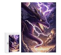Puzzle 300 PCS Thundering Purple Dragon Artwork Puzzles pour Adultes - Cadeau d'anniversaire - Jeu Difficile Et Stimulant - Cadeaux