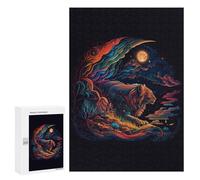 Puzzle 300 PCS Tiger Neon Light Colors Puzzles pour Adultes, Jouet, Décoration Murale, Difficile, Difficile, Cadeaux Uniques pour Anniversaire Et Noël 300 PCS