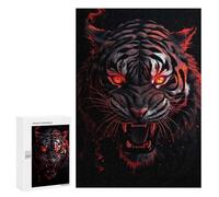 Puzzle 300 PCS Tiger Red and Black Animal Puzzles pour Adultes, Jouet, Décoration Murale, Difficile, Difficile, Cadeaux Uniques pour Anniversaire Et Noël 300 PCS
