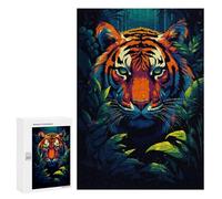 Puzzle 300 PCS Tiger Tropical Pixel Art Puzzles pour Adultes, Jouet, Décoration Murale, Motif À Assembler, Idéal comme Cadeau pour Toute La Famille 300 PCS