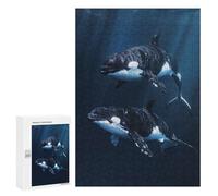 Puzzle 300 PCS Two Orcas Swimming Puzzles pour Adultes, Jouet, Décoration Murale, Difficile, Difficile, Cadeaux Uniques pour Anniversaire Et Noël 300 PCS