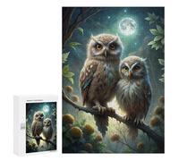 Puzzle 300 PCS Two Owls Perched Under Moonlight Puzzles pour Adultes Jouets Anti-Stress Vacances À La Maison Tuer Le Temps Faire Travailler Le Cerveau 300 PCS