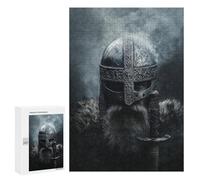 Puzzle 300 PCS Viking Warrior Helmet with Sword Puzzles pour Adultes - Cadeau d'anniversaire - Jeu Difficile Et Stimulant - Cadeaux
