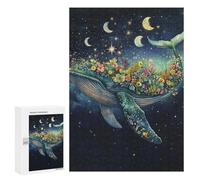 Puzzle 300 PCS Whale with Flowers in Space-2 Puzzles pour Adultes Améliorent La Mémoire Interaction Parent-Enfant Casse-tête Jeux De Société en Famille 300 PCS