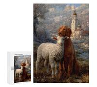 Puzzle 300 PCS Winter Scene with Lamb and Dog Puzzles pour Adolescents - Anti-Stress - Défi Éducatif - Idée Cadeau Et Anniversaire Unique 300 PCS