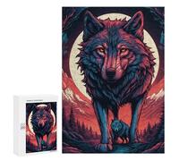 Puzzle 300 PCS Wolf Moonlit Wilderness Puzzles pour Adultes Améliorent La Mémoire Interaction Parent-Enfant Casse-tête Jeux De Société en Famille 300 PCS