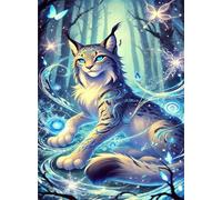 Puzzle 300 pièces,38x26 cm Puzzles pour Adultes,Jeux éducatif Puzzles Classiques Défi Jouets Cadeaux pour Puzzle de Décoration Familiale - Lynx Fantastique des Bois