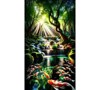 Puzzle 300 Pièces Adulte 38 x 26 cm,Cascade du Bosquet de carpes koï Impossible Classique Jigsaw Puzzles,Jeu Classique pour Toute la Famille,Décoration Murale & Cadeau