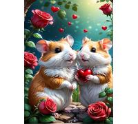 Puzzle 300 Pieces Adulte Hamster Fleurs 38 x 26 cm Puzzles Adultes 300 Pièces Puzzle Impossible Jeu Éducatif Jeu D'adresse pour Toute la Famille