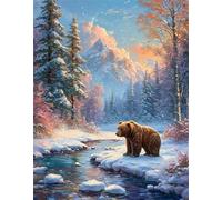 Puzzle 300 Pieces Adulte Ours Rivière Winter 38 x 26 cm Puzzles Adultes 300 Pièces Puzzle Impossible Jeu Éducatif Jeu D'adresse pour Toute la Famille
