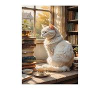 Puzzle 300 Pieces Adultes Animaux Bibliothèque Chat, Défis Amusants Détente Créativité Puzzle Impossible, Puzzles pour Adultes 300 Pièces 38 x 26 cm
