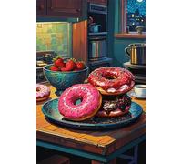 Puzzle 300 Pieces Adultes Beignet Fraise 38x26 cm, Examinez Les pièces, Découvrez Les Indices et Résolvez l'enquête, Puzzle Adulte 300 Pièces