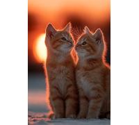 Puzzle 300 Pièces Adultes Chat Animal Coucher Soleil, Défis Amusants Parfait pour la Détente Créativité, Puzzle 300 Pieces 40 x 28 cm