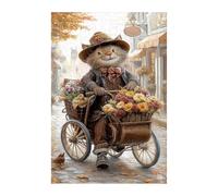 Puzzle 300 Pieces Adultes Chat Dessin Animé Fleur, Défis Amusants Détente Créativité Puzzle Impossible, Puzzles pour Adultes 300 Pièces 38 x 26 cm