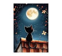 Puzzle 300 Pieces Adultes Chat Lune, Défis Amusants Détente Créativité Puzzle Impossible, Puzzles pour Adultes 300 Pièces 38 x 26 cm