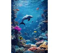 Puzzle 300 Pièces Adultes Dauphin Corail, Défis Amusants Parfait pour la Détente Créativité, Puzzle 300 Pieces 40 x 28 cm